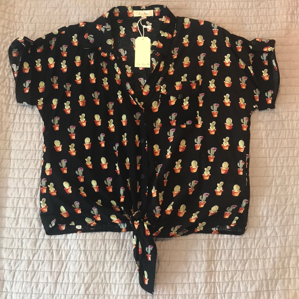 Cactus Print Button Up